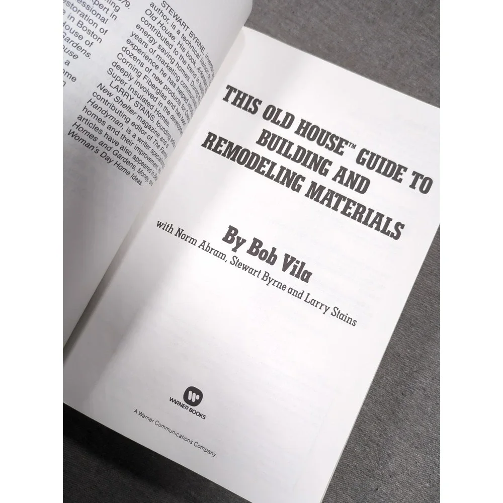 1986 This Old‎ House Guide to Building & Remodeling Materials Bob Vila Trade PB